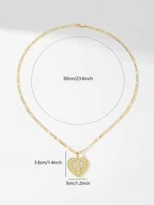 1PC European & American Classic Style Copper Inlaid Zirconia Suitable For Layering Vintage Gold Heart-Shaped Our Lady Of Guadalupe/Virgin Mary Guardian Light Limited Edition Necklace, Suitable For Christmas/Thanksgiving/Halloween/Mother's Day/Valentine's Day Couples/Friends/Fellow Believers Gift, Catholic First Communion, Gift, Daily & Holiday Wear Prayer - Yellow Gold - View 9