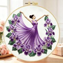 1PC 15*15cm/5.9*5.9in 20*20cm/7.9*7.9in, The Dancer Embroidery Kit, DIY Handmade Embroidery Set For Adult Beginners, Home Gift, Women's Sewing Gift, Including User Manual, Printed Pattern Fabric, Embroidery Frame, Needle And Thread. - The Dancer - View 12