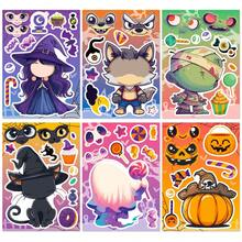 6pcs Halloween Collage Cartoon Graffiti Witch Pumpkin DIY Creative Fun Face Swap Stickers - Multicolor - View 4