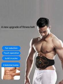 AXH USB Rechargeable Abs Stimulator Belt - Muscle Toning Trainer, Unisex Abdominal Muscle Exerciser, Abdominal Massage Device - Black - Black - View 13
