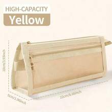 1pc Large Capacity Mesh Pencil Case, Multifunctional Portable Double Layer Pencil Bag, Cute Transparent Stationery Storage Bag, Travel Toiletry Bag, With Spacious Zipper Design, Convenient For Organizing School Supplies And Cosmetics - Multicolor - View 13