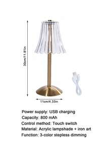 LED Crystal Table Lamp Touch Dimmable Eye-Protection Night Light, 3 Color Temperatures Optional Bedside Atmosphere Lamp, Suitable For Bedroom, Living Room, Study, Bar, Cafe, Reading And Other Scenes USB Table Lamp - One Size Fits All - View 11