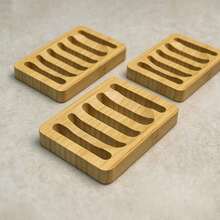 1-3pcs Natural Bamboo Soap Box Drain Soap Holer Bathroom Toilet Soap Rack Multi-Slot Design Fast Drain Keep Dry Non-Slip Base Simple Home Storage Rack Kitchen Washstand Cleaning Supplies Extend Soap Service Life - Multicolor - View 9