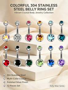 6/12/24/36 Pieces/New Stainless Steel Color Random Simple Navel Nails - Multicolor - View 1
