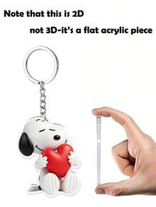 SNOOPY Keychain - 2D Acrylic Backpack Hanger, With Metal Car Hook - The Sturdy And Durable Red Heart-Shaped Snoopy Keychain Holds A Lot Of Love In Its Hands, Bringing A Sense Of Warmth. - Multicolor - View 5