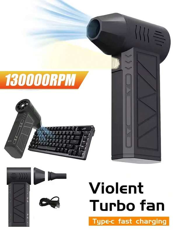 Portable Electric Dust Blower, Strong Compressed Air, Adjustable Wind Speed, Mini Duster, Rechargeable Turbine Jet Fan Motor, High-Speed Powerful Fan, Suitable For Car, Computer, Keyboard, Home And Outdoor Cleaning