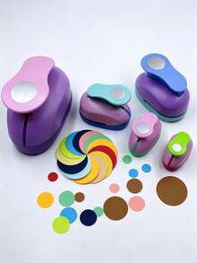 8/16/25/38/50mm Random Color Round Hole Punch, DIY Embossing Hole Punch, Scrapbooking Punch, Paper Cutting Hole Punch, Circle Hole Punch - Multicolor - View 3