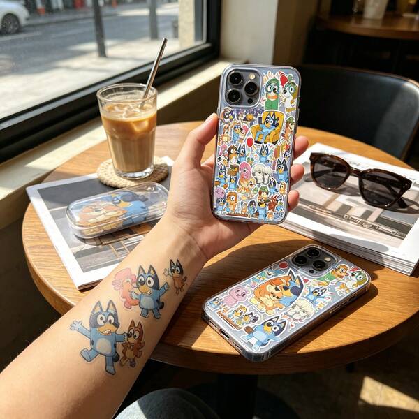 58pcs Bluey Cartoon Stickers, Animation Merchandise, Notebook, Waterproof Decoration, Cultural And Creative Stickers, Perfect Holiday Gifts For Fans And Friends