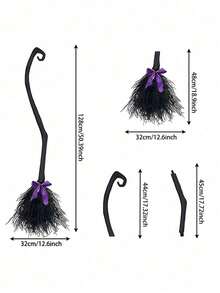 Halloween Witch Broom Decoration Cosplay Costume Plastic Witch Magic Broom Prop - Multicolor - View 7