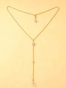 Cross-Border Fashion Sexy Water Drop Back Chain European & American Bridal Tassel Necklace Body Chain - Gold - View 2