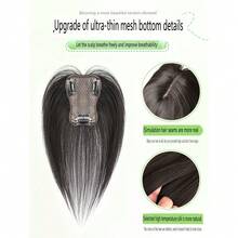 8-Character Bangs Fashion Natural Wig Hairpiece For Women, Seamless Lightweight Thin Top Hair Extension Clip-In Hair Accessory - Coffee Brown - View 8