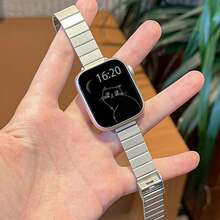 1pc Elegant Bamboo Knot Stainless Steel Watch Band, Luxury Metal Replacement Strap, Compatible With Apple Watch 38/40/41/42/44/45/49mm, Adjustable Wristband Smart Watch Accessory, Suitable For Daily Wear - Starlinght - View 2