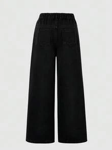 Girls' Spring Denim Jeans, New Fashion Style - Black - View 3