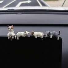 1pc Cute Cat Car Dashboard Ornament, ABS Material, Cartoon Mini Car Accessory Decoration, Suitable For Car And Screen Display - A - View 6