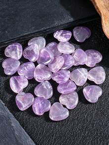 QYDCX Natural Amethyst Heart-Shaped Crystal Stone, Purple Pocket Palm Love Stone Large Capacity Set, Suitable For Reiki Balance Meditation, Valentine's Day Home Decor Gift - 20mm/0.8inch Love Heart Ornaments - View 4