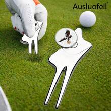 Metal Golf Divot Tool With Magnetic Ball Marker, Green Repair Fork, Portable Golf Course Accessory, Professional Golf Gear - 2 Forks + 1 White Box - View 3