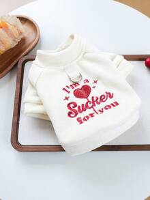 1pc Pet Clothes Dog Cat Apparel Small Dog Puppy Cute Spring Autumn Comfortable Sweatshirt Series Heart-Throb Valentine's Day Sweatshirt - White - View 10