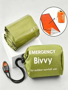 1 Set Emergency Sleeping Bag Kit, Lightweight Warm Single Person Sleeping Bag With Whistle And Drawstring Storage Bag, Compact Outdoor Survival Gear, Suitable For Hiking, Camping, Backpacking, Car Emergency, Escape Bag And Disaster Preparedness - Multicolor - View 7