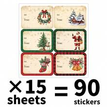 90pcs/15sheets Festive Christmas Name Gift Tags Stickers - Santa, Snowman & Festive Designs Self-Adhesive Labels For Gift Boxes, Candy Bags & Party Favor Decorations, Xmas Party Supplies - Multicolor - View 7