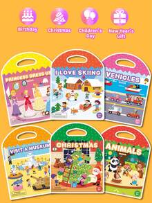 Quiet Time Busy Book With Jelly Stickers - Christmas And Halloween Theme Portable Learning, Suitable For & Toddler Activity Books - Multicolor - View 3