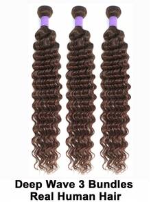 Deep Wave Bundles Human Hair 32 Inch Hair Extensions #4 Chocolate Brown Brazilian Virgin Human Hair Bundles For Women Wet And Wavy Quick Weave Hair Extensions Double Weft - S4 - View 12