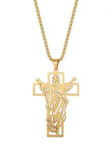 Creative Design Faith Hollow Vintage Pendant Necklace - Gold - View 4