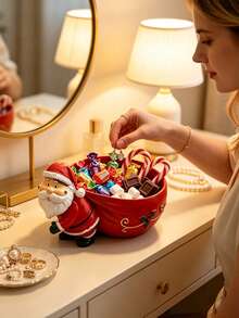 1pc Christmas Decorative Storage Ornament. Designed Specifically For Storing Small Jewelry And Miniature Accessories. It Is An Exquisite Desktop Decoration For Christmas Home Decor And Can Also Be A Great Holiday Gift. - Multicolor - View 5