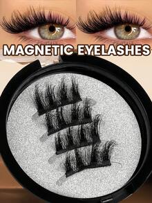 MAANGE 1對磁吸假睫毛 13-18mm 濃密自然貓眼款 便攜可重複使用 強力磁吸 無需膠水或卸妝液 自然加長捲翹放大眼部效果 旅行必備 女性禮物 條狀假睫毛 - 濃密款 - 查看 5