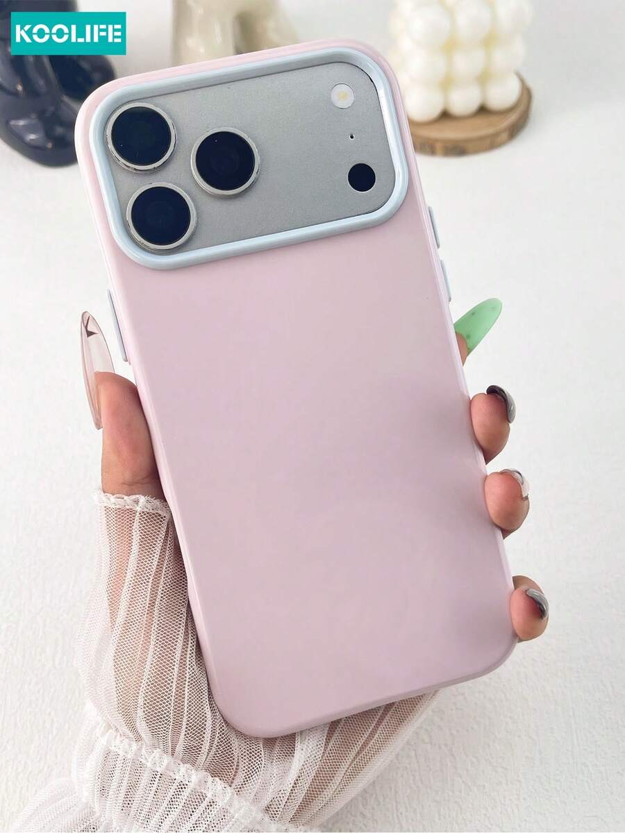 KOOLIFE 糖果色對比相機框手機殼 柔軟 TPU 防震保護手機殼 適用於 iPhone 18 Pro Max, 17, 17 Pro Max, 16 Pro, 15 Pro Max, 13 Pro, 15, 14, 14 Pro, 13 - 莓粉色 - 查看 1