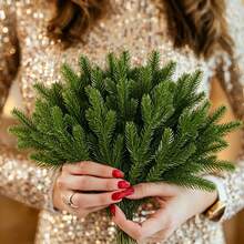 1/10/20pcs Artificial Pine Branches, Faux Pine Needle Foliage, Christmas Greenery Pine Sprigs, Christmas Home Decor, Mixed Color Christmas Tree Branches, DIY Craft Materials, Farmhouse Style - Multicolor - View 11