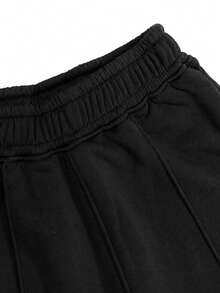 Women's Casual Loose Plain Color Drawstring Waist Sweatpants With Pockets Black Winter - Black - View 4