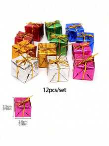 60/12pcs/Pack Colorful Gift Boxes Christmas Decorations, Mini Hanging Ornaments Christmas Tree Decor, Multi-Color Foil Surface Mini Box Decorative Props, Laser Candy Box Pendant, Christmas Tree And Party Favors, Home Gift Box Decoration - Multiple Styles - View 12