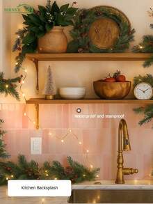 1/4/10pcs Self-Adhesive Peel And Stick Tile Backsplash - Pink Watercolor 3D Self-Adhesive Tiles, Suitable For Kitchen, Bathroom, Decorative Wall Tiles - Pink Large Size - View 4