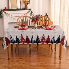 1 chiếc khăn trải bàn hình chữ nhật in họa tiết cây thông Noel, bông tuyết và quả thông, phù hợp trang trí bàn tiệc ngày lễ, sinh nhật, bữa tối, nhà hàng, trang trí nhà cửa mùa Thu/Đông Giáng Sinh - Nhiều màu - Xem 5