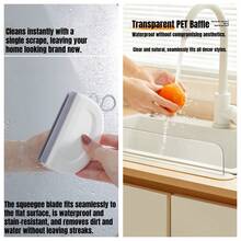 3pcs Premium Silicone Suction Cup Splash Guard Bathroom Sink Splash Guard Kitchen Sink Splash Guard Faucet Splash Guard Integrated Suction Cup Splash Guard Kitchen Countertop Splash Guard Bathroom Extended Sink Splash Guard Cleaning Countertop Glass Tile Squeegee Board Special Offer (Splash Guard + Squeegee Board 2pcs Set) - Water Baffle - View 14