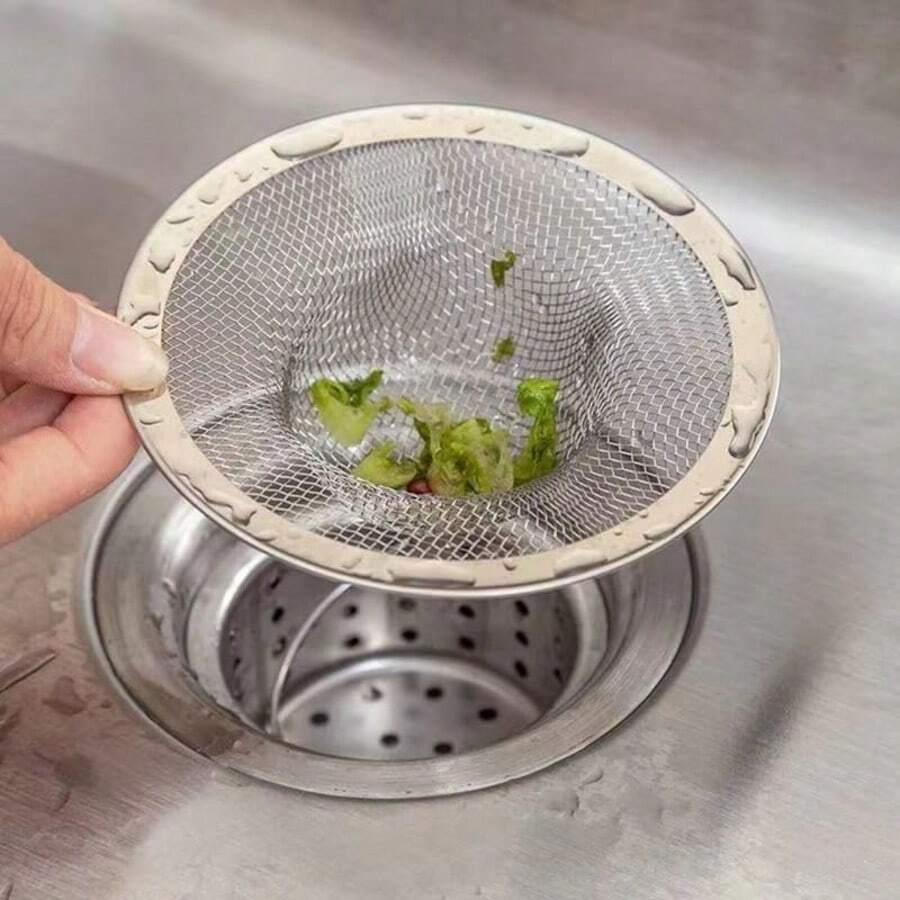 12/5/1pc Stainless Steel Slanted Filter Mesh, 2/2.75/3.5 Inch Metal Mesh Strainer, Suitable For Kitchen Sink/Bathroom, Bathtub, RV Sink, Floor Drain, Balcony Drain, Fast Drainage And Effective Full Mesh Basket, Kitchen Essential