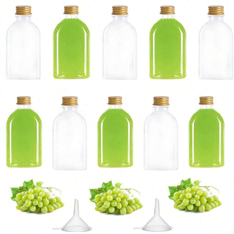 15個100ML果汁瓶，附蓋空塑膠瓶，可重複使用飲料容器，塑膠飲料瓶，適用於果汁、奶昔、康普茶、自製飲品，適合生日、婚禮、派對、秋季郊遊、野餐、露營