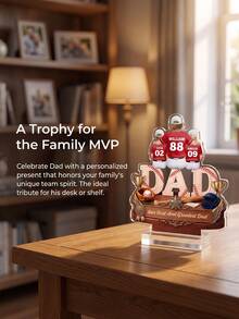 1pc Personalized Baseball Family MVP Dad Plaque, Custom Text Desk Ornament, Sports Themed Keepsake Decor, Unique Father's Day Birthday Gift From Kids For Baseball Loving Dad, Home Office Tabletop Display Decoration - Multicolor - View 11