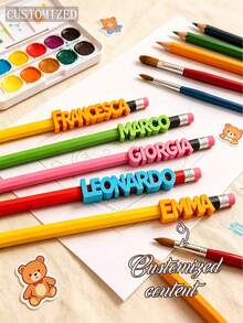 Custom 3D Printed Name Pencil Holder, Personalized Name Pencil Cup Decorative Accessory, Includes Random Color Pencil, Desktop Stationery Ornament, Unique Holiday Housewarming Gift, Suitable For Students - Multicolor - View 4