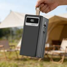 대용량 60000mAh 보조배터리 충전기, 22.5W 고속 충전 멀티 포트, LED 디스플레이 및 LED 라이트 탑재, 휴대용 손잡이 포함, 야외 캠핑, 여행, 하이킹, 선물 파티, 사무용에 적합 - 블랙 - 보기 4