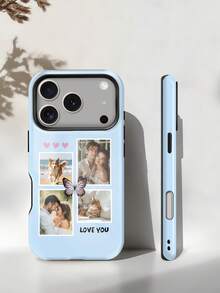 1 buah Casing Ponsel Magnetik, Film Mengkilap 2-in-1 Desain Perlindungan Penuh, Casing Pelindung 3 Foto Hati yang Dapat Disesuaikan dengan Berbagai Warna Dasar, Desain Gaya Kupu-kupu, Kompatibel dengan iPhone 17 Pro Max/Air/17 Pro/17/16/15/14/13/12/11 - MultiWarna - View 4