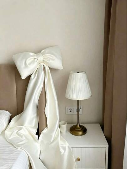 1pc White Bow, Wedding Decoration Bow, Home Decor, 2026 Valentine's Day Aesthetic, Satin Bow Bedroom Decor, Staircase Decor - Elegant Beige/Red Oversized Christmas Tree Bow, Christmas Winter Decor, Room Decor, Home Decor
