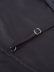 HOMEYEE Women's Fashion Solid Color Spaghetti Strap Elegant Satin Sleeveless High Slit Fitted A-Line Cocktail Dress Party Wedding Fall - Black - View 5