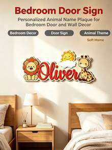 Personalized Family Name Sign, Custom Name Wall Decor, Animal Style Door Sign, Home Entrance Decoration, Personalized Door Sign Wall Art - Multicolor - View 8