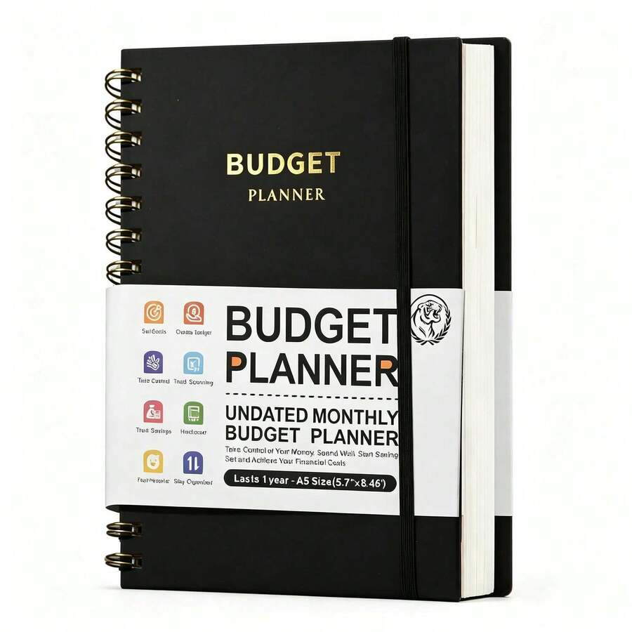 A5 Spiral Budget Planner Notebook, PU Leather Undated Budget Ledger With Expense Tracking, Financial Bill Organizer Monthly Budget Planner, Bookkeeping Ledger For Recording Income And Expenses, Budget Planner, Budget Ledger, Personal Finance Management, Household Budget Record Notebook, Organizer Ledger - Rectangle - View 1