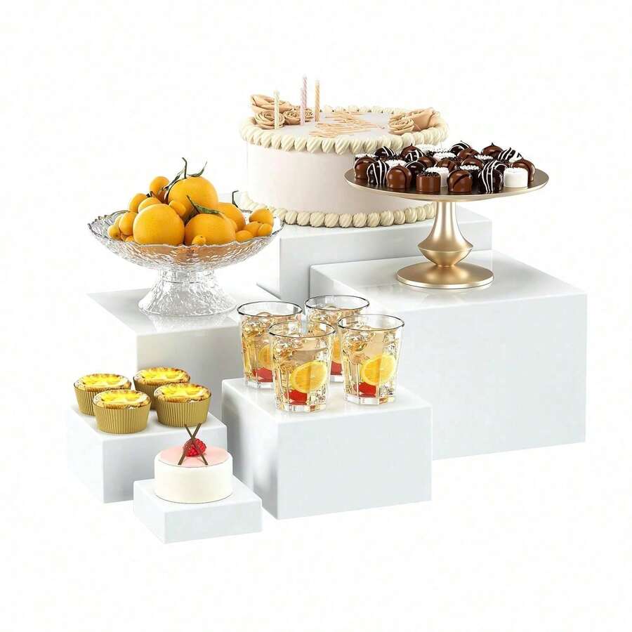 Senmeo 6pcs Acrylic Hollow Base Self-Service Buffet Riser - Acrylic Food Display Stand | Christmas Dessert/Jewelry/Party Gift Storage