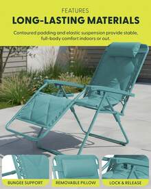 Gravity Chairs (2-Pack) Premium Heavy-Duty Outdoor Recliners With Luxe Two-Tone Design! Features Ultra-Padded Ergonomic Support, 5-Position Adjustable Backrest Independent Headrest, Built-In Cup Holder Phone Slot, And Smooth Rocking F - Mint - View 3