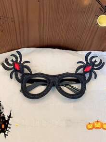 1pc Halloween Spider Decoration Glasses Frame, Black Sequin Costume Glasses With Red Rhinestones, No Lenses, Party Favor, Suitable For Cosplay, Photo Props, Women's Accessory - Multicolor - View 6