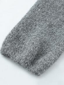 New Autumn Soft Elegant Vintage Lazy Short Loose Knit Cardigan Sweater Top - Grey - View 6