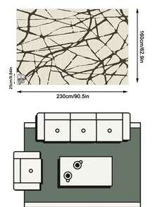 1pc Wabi-Sabi Style Beige Asymmetrical Cracked Pattern Rug, Minimalist Abstract Mesh Area Carpet For Living Room And Bedroom, Black Coffee Hand-Drawn Line Art Foot Mat, All-Season Machine Washable Home Decor - Multicolor - View 17